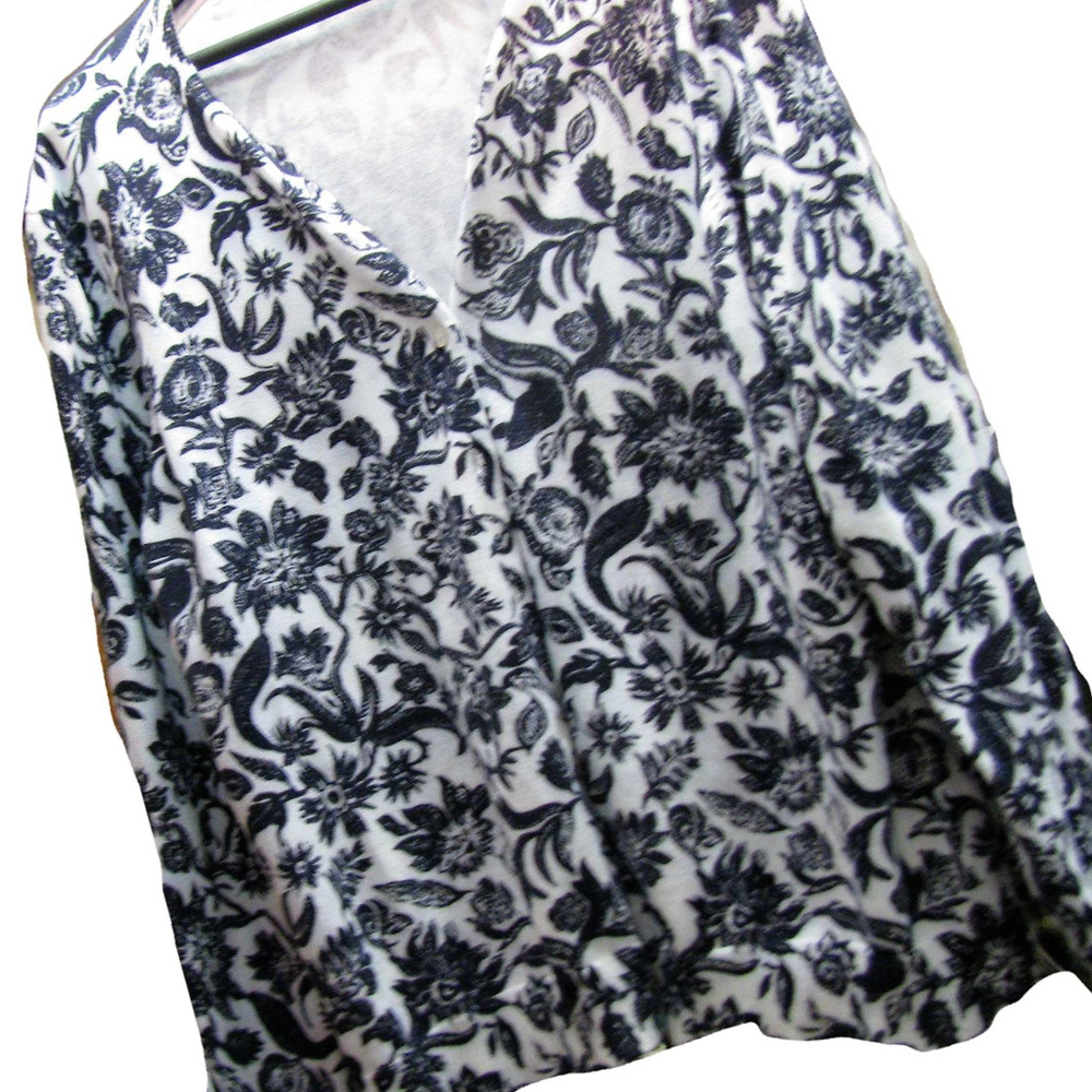 LANDS' END 100% Cotton Cardigan 1X Fantasy Flowers
